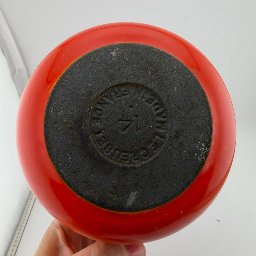 Le Creuset 14 Flame Orange Enameled Cast Iron Saucepan with Lid France